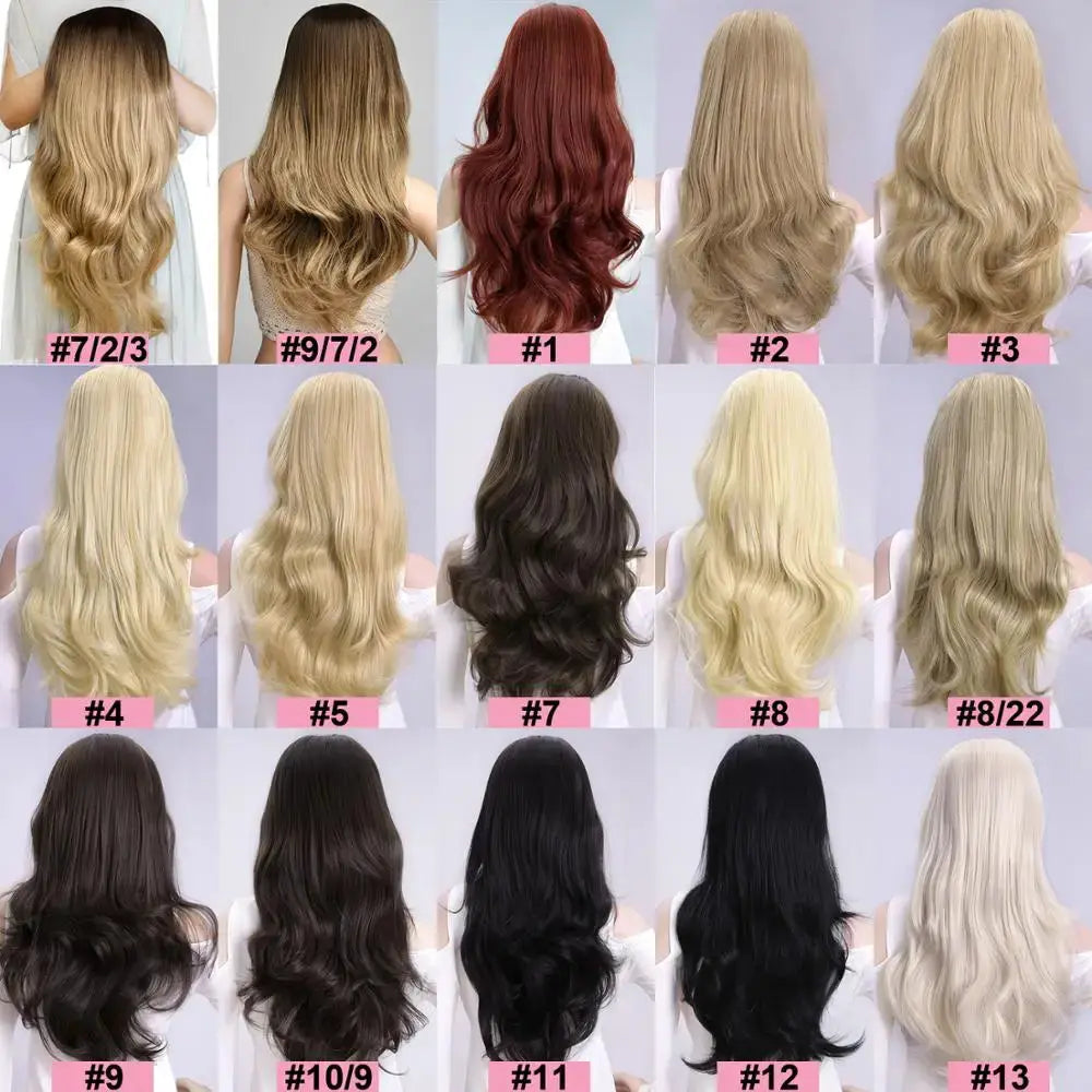 24" Synthetic Half Wigs With Clip in Hair Extensions, Long Wavy Hair, 3/4 Wigs, Heat Resistant Sweet T 52