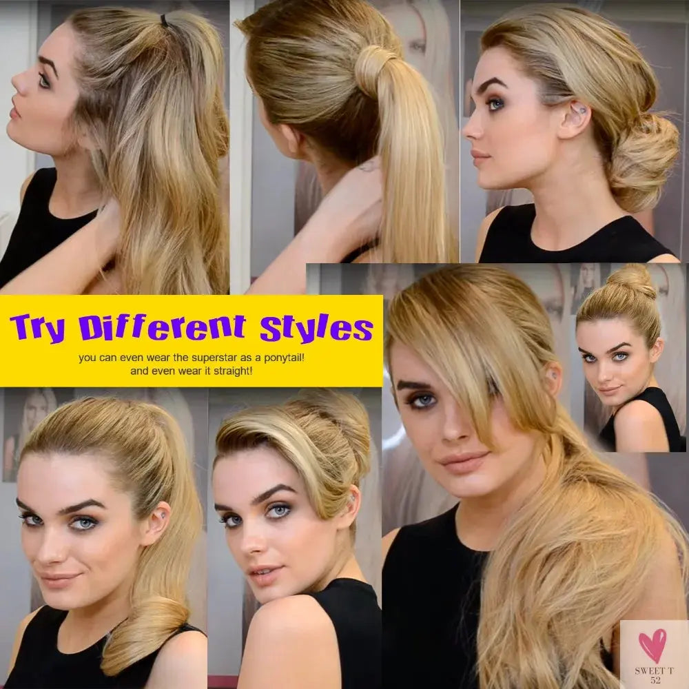 24" Synthetic Half Wigs With Clip in Hair Extensions, Long Wavy Hair, 3/4 Wigs, Heat Resistant Sweet T 52