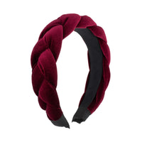 Thick Headbands for Women, Red Velvet Braided Handmade Hair Bands for Girls, 2 Pack