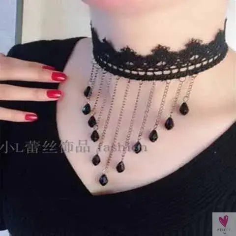 26 models Lace choker necklaces Gland De Tatouage Choker Collier Noir Dentelle Choker Collier Vintage Femmes Bijoux De Mariage Sweet T 52