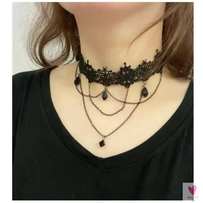 26 models Lace choker necklaces Gland De Tatouage Choker Collier Noir Dentelle Choker Collier Vintage Femmes Bijoux De Mariage Sweet T 52