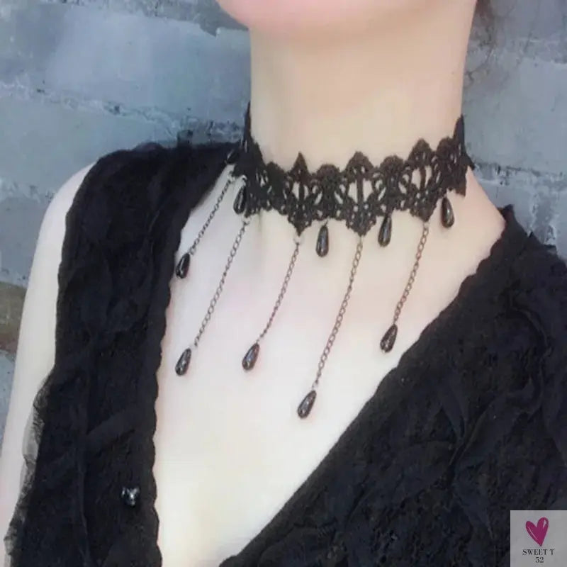 26 models Lace choker necklaces Gland De Tatouage Choker Collier Noir Dentelle Choker Collier Vintage Femmes Bijoux De Mariage Sweet T 52