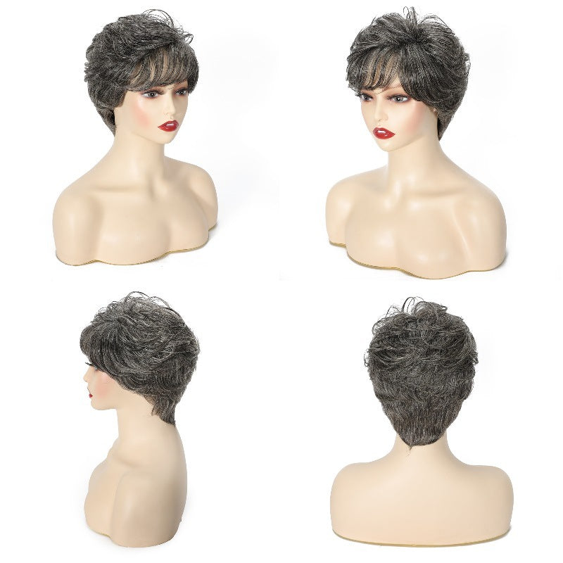 Silvery Grey & Mixed Gray European And American Human Hair Wigs for Women