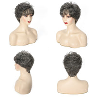 Silvery Grey & Mixed Gray European And American Human Hair Wigs for Women