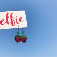 Handmade Beaded Strawberry Crystal Earrings