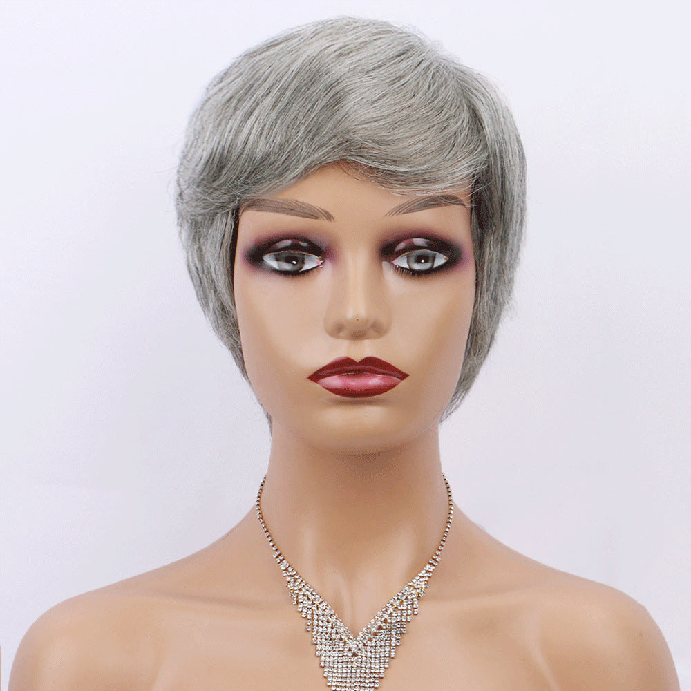 Silvery Grey & Mixed Gray European And American Human Hair Wigs for Women