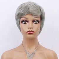 Silvery Grey & Mixed Gray European And American Human Hair Wigs for Women