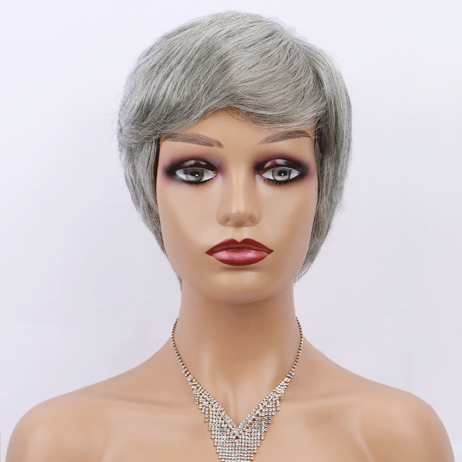 Silvery Grey & Mixed Gray European And American Human Hair Wigs for Women
