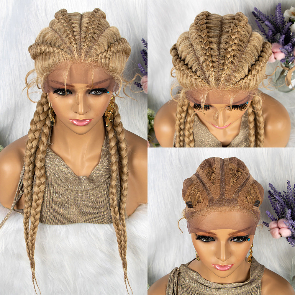 Braided Lace Frontal Wig With Baby Hair for Women - 4 Braids