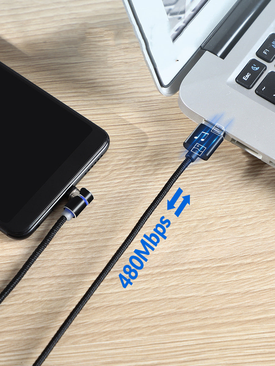 Magnetic Charging Cable with LED - USB-C, Micro & Lightning-Compatible Tips