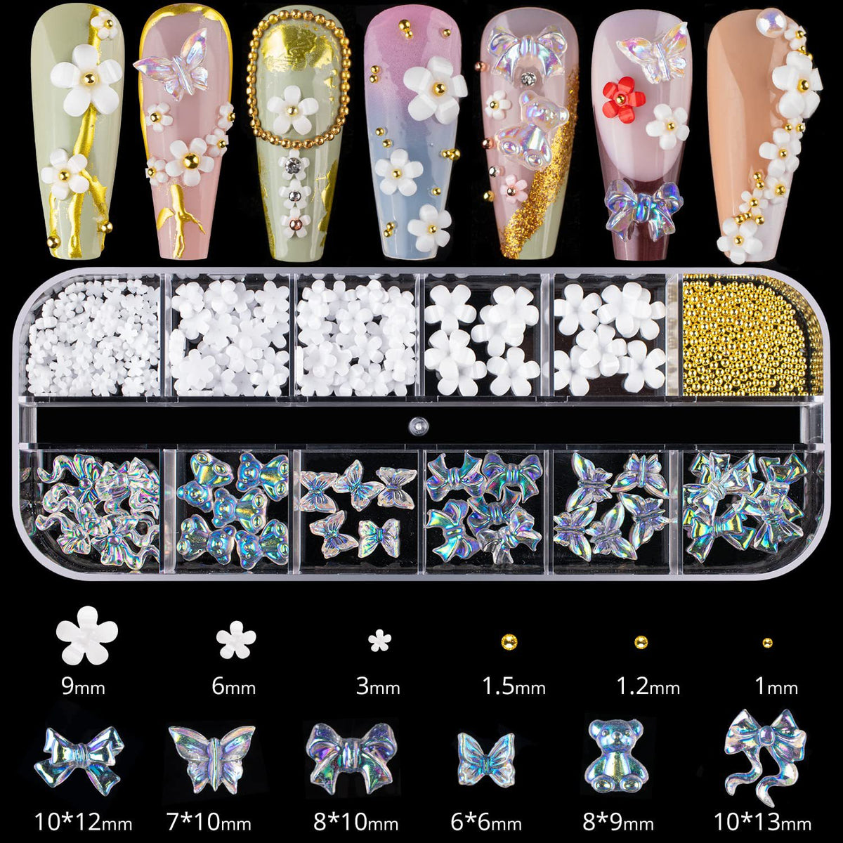 Nail Ornaments - Bow/Pearl Accessories Suite