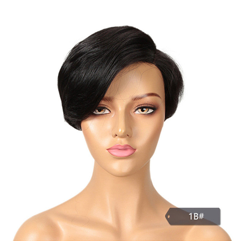 Wigs - Short Hand Woven & Machine Made Human Hair Wigs for Women, Lace Cap