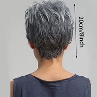 8-Inch Silver-White Wig Suitable for Ladies and Gentlemen, Natural Synthetic Wig, Short Curly Wig Suitable Everyone'S Daily Wear