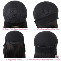 3/4 Half Wigs - Straight Human Hair HeadBand Wigs, Long Malaysian Remy Hair, Glueless, Full Machine Made Wigs for Women & Girls-hair accessories-SWEET T 52