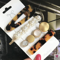 3/4pcs Set Pearl Hair Clips For Women & Girls - Geometric Crystal Hair Barrettes/Clips-hair accessories-SWEET T 52