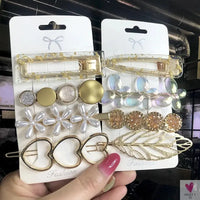 3/4pcs Set Pearl Hair Clips For Women & Girls - Geometric Crystal Hair Barrettes/Clips-hair accessories-SWEET T 52