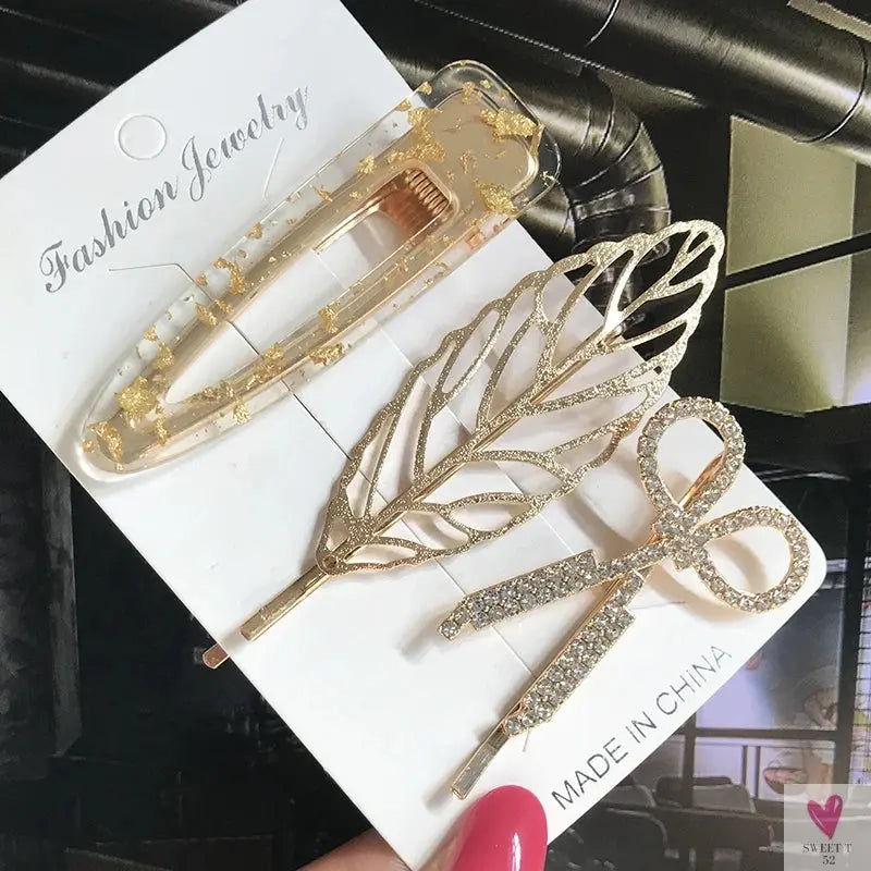 3/4pcs Set Pearl Hair Clips For Women & Girls - Geometric Crystal Hair Barrettes/Clips-hair accessories-SWEET T 52