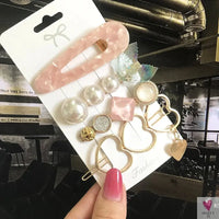 3/4pcs Set Pearl Hair Clips For Women & Girls - Geometric Crystal Hair Barrettes/Clips-hair accessories-SWEET T 52