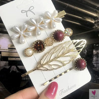 3/4pcs Set Pearl Hair Clips For Women & Girls - Geometric Crystal Hair Barrettes/Clips-hair accessories-SWEET T 52