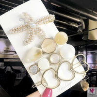 3/4pcs Set Pearl Hair Clips For Women & Girls - Geometric Crystal Hair Barrettes/Clips-hair accessories-SWEET T 52