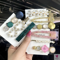 3/4pcs Set Pearl Hair Clips For Women & Girls - Geometric Crystal Hair Barrettes/Clips-hair accessories-SWEET T 52
