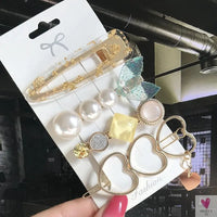 3/4pcs Set Pearl Hair Clips For Women & Girls - Geometric Crystal Hair Barrettes/Clips-hair accessories-SWEET T 52