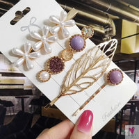 3/4pcs Set Pearl Hair Clips For Women & Girls - Geometric Crystal Hair Barrettes/Clips-hair accessories-SWEET T 52