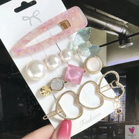 3/4pcs Set Pearl Hair Clips For Women & Girls - Geometric Crystal Hair Barrettes/Clips-hair accessories-SWEET T 52