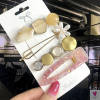 3/4pcs Set Pearl Hair Clips For Women & Girls - Geometric Crystal Hair Barrettes/Clips-hair accessories-SWEET T 52