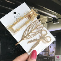 3/4pcs Set Pearl Hair Clips For Women & Girls - Geometric Crystal Hair Barrettes/Clips-hair accessories-SWEET T 52