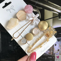 3/4pcs Set Pearl Hair Clips For Women & Girls - Geometric Crystal Hair Barrettes/Clips-hair accessories-SWEET T 52