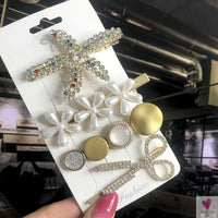3/4pcs Set Pearl Hair Clips For Women & Girls - Geometric Crystal Hair Barrettes/Clips-hair accessories-SWEET T 52