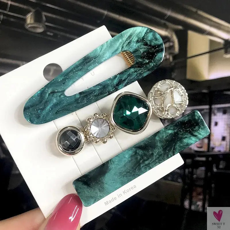 3/4pcs Set Pearl Hair Clips For Women & Girls - Geometric Crystal Hair Barrettes/Clips-hair accessories-SWEET T 52