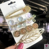 3/4pcs Set Pearl Hair Clips For Women & Girls - Geometric Crystal Hair Barrettes/Clips-hair accessories-SWEET T 52