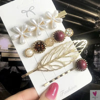 3/4pcs Set Pearl Hair Clips For Women & Girls - Geometric Crystal Hair Barrettes/Clips-hair accessories-SWEET T 52