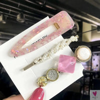 3/4pcs Set Pearl Hair Clips For Women & Girls - Geometric Crystal Hair Barrettes/Clips-hair accessories-SWEET T 52