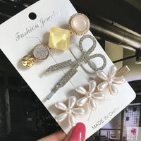 3/4pcs Set Pearl Hair Clips For Women & Girls - Geometric Crystal Hair Barrettes/Clips-hair accessories-SWEET T 52
