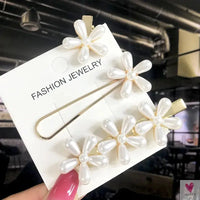 3/4pcs Set Pearl Hair Clips For Women & Girls - Geometric Crystal Hair Barrettes/Clips-hair accessories-SWEET T 52