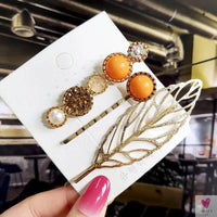 3/4pcs Set Pearl Hair Clips For Women & Girls - Geometric Crystal Hair Barrettes/Clips-hair accessories-SWEET T 52