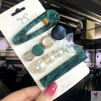 3/4pcs Set Pearl Hair Clips For Women & Girls - Geometric Crystal Hair Barrettes/Clips-hair accessories-SWEET T 52
