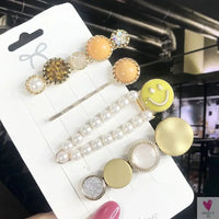 3/4pcs Set Pearl Hair Clips For Women & Girls - Geometric Crystal Hair Barrettes/Clips-hair accessories-SWEET T 52