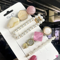 3/4pcs Set Pearl Hair Clips For Women & Girls - Geometric Crystal Hair Barrettes/Clips-hair accessories-SWEET T 52