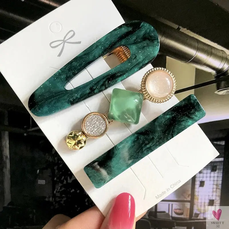 3/4pcs Set Pearl Hair Clips For Women & Girls - Geometric Crystal Hair Barrettes/Clips-hair accessories-SWEET T 52