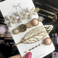 3/4pcs Set Pearl Hair Clips For Women & Girls - Geometric Crystal Hair Barrettes/Clips-hair accessories-SWEET T 52