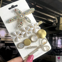 3/4pcs Set Pearl Hair Clips For Women & Girls - Geometric Crystal Hair Barrettes/Clips-hair accessories-SWEET T 52