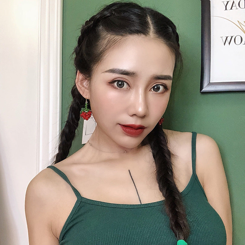 Handmade Beaded Strawberry Crystal Earrings