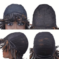 Short Bob Box Braided Wig with Bangs Pixie Cut Side Part Synthetic Heat Resistant Ombre Crochet Braided Wig African Style Cosplay Wig for Women - Summer Hairpiece, Fashion Accessory, Natural Look Hairpiece Sweet T 52