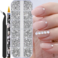 Nail Art Accessories, AB Mixed Color, 12 Grid Strip Box Illusion Nail Accessories