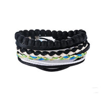 Leather Bracelet for Men - Multi-layer Bead Bracelet, Punk Wrap Bracelets, Vintage punk Men's Jewelry