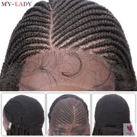 36 Inch Synthetic Braided Wigs, Cornrow Lace Front Wigs, Curly Ends for Women with Baby Hair Sweet T 52